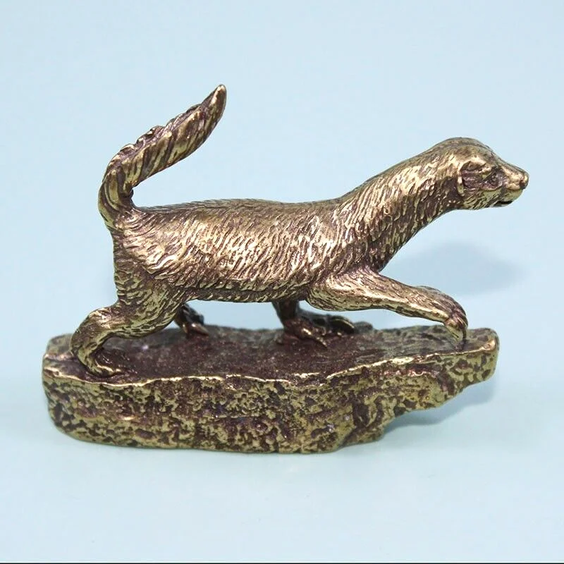 Brass Honey Badger Figurine Statue Animal Figurines Toys Home Desktop Decoration