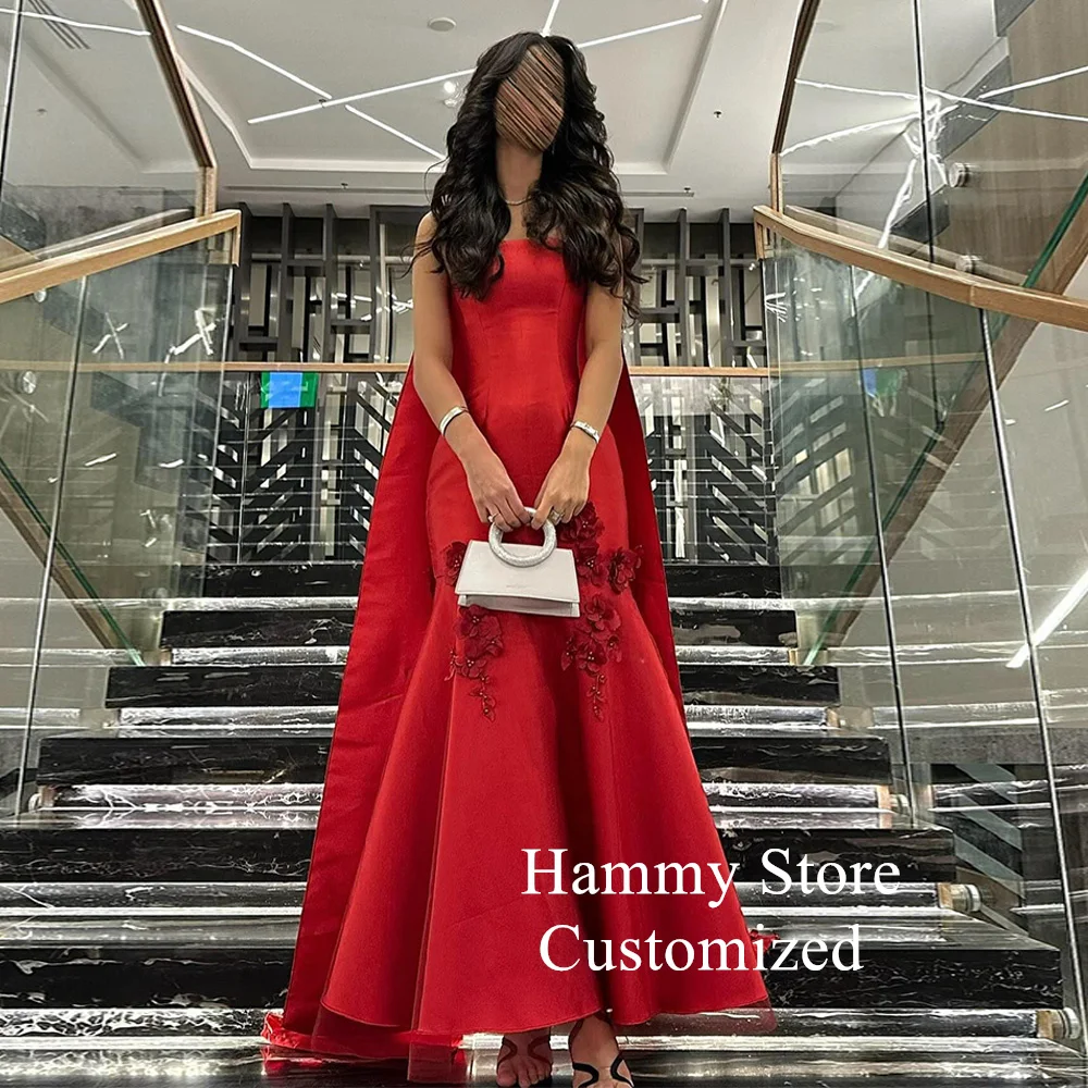 Red Carpet Mermaid Prom Gown with 3D Flowers