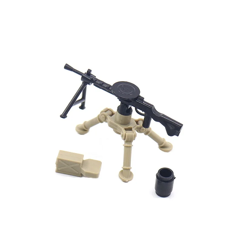 WW2 Solider DP-28 MG34 USA M2 Heavy Machine Guns MOC Weapon Military Army Accessories Building Blocks Figures Mini Children Toys