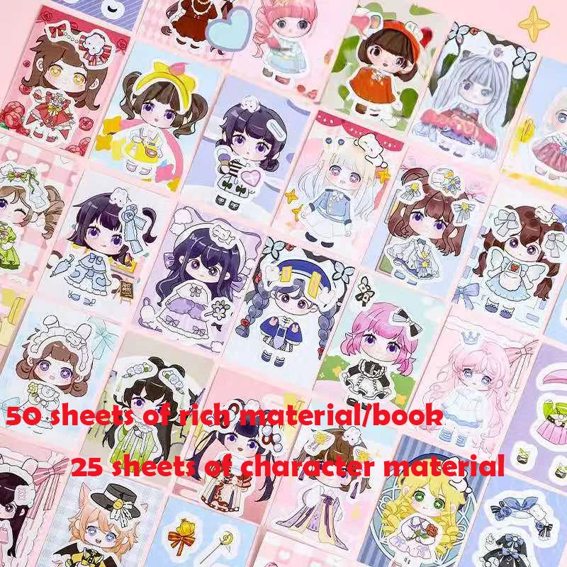 50 قطعة من مجموعة ملصقات كتاب فول المحمولة اللطيفة مع ملاقط هدية حرفية لاصقة إبداعية