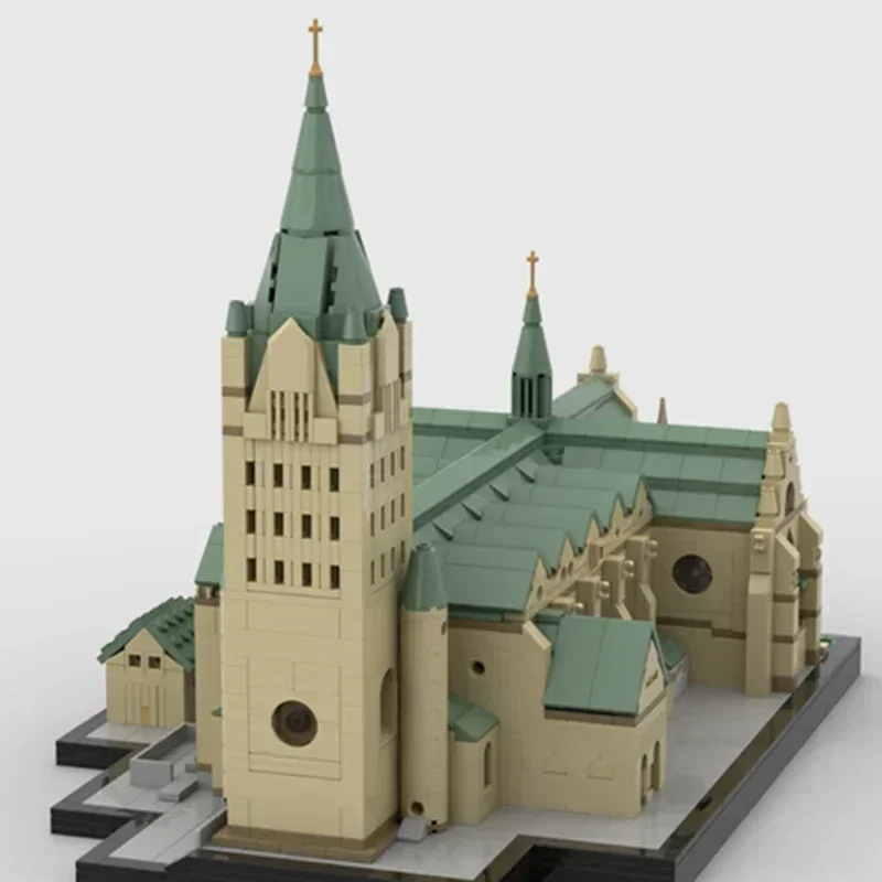 Moc blocos de construção modular vista rua famosa catedral tijolos técnicos diy montagem brinquedos construção para crianças presente do feriado