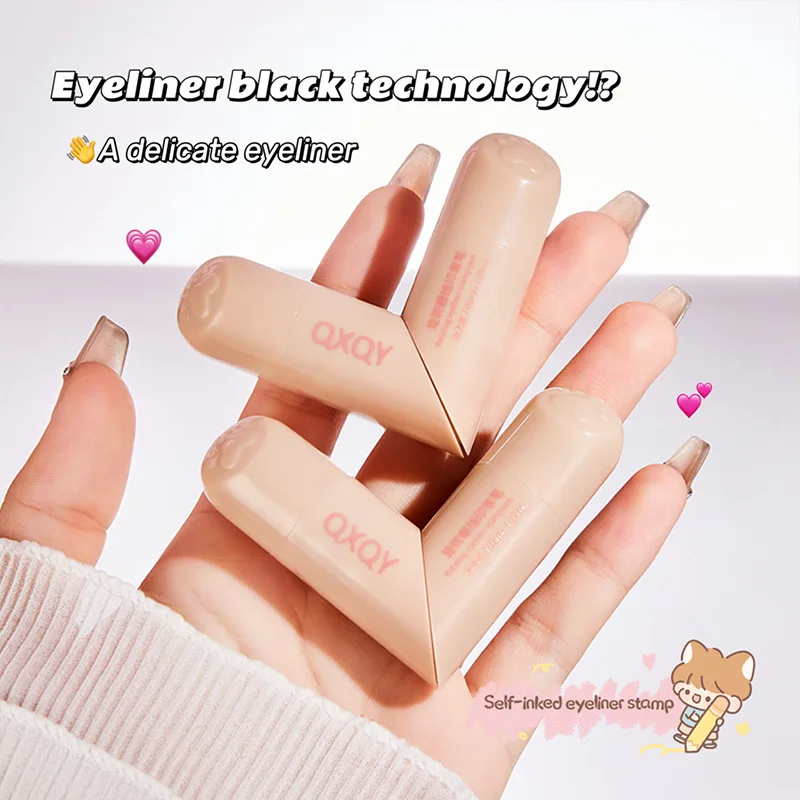 قلم تحديد العيون QXQY Easy Stamp Wing - طرف مزدوج (ختم + قلم رصاص)، مقاوم للماء، سريع الجفاف، ملابس طوال اليوم، تطبيق مقاوم للكسر، Mus