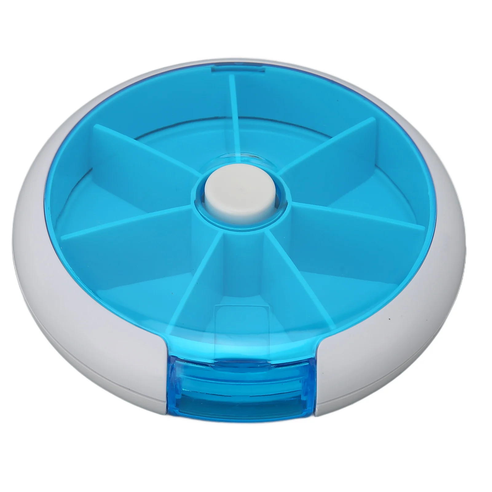 7 Day Medicine Organizer Travel Rotating Weekly Pill Organizer Portable Blue with 7 Grids for Fish Oil for Supplements Vitamins