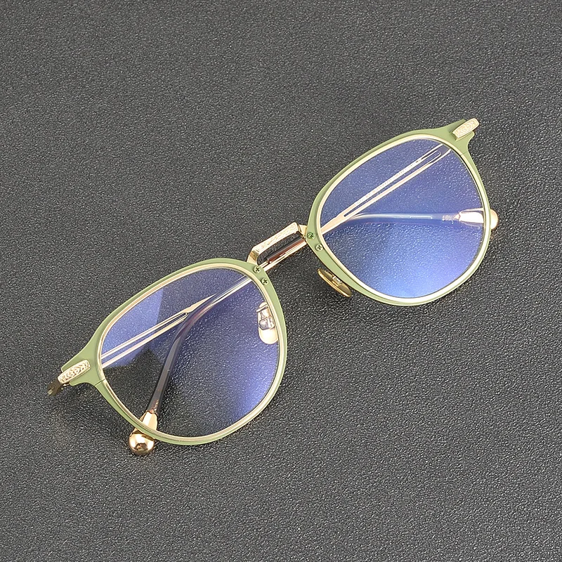 

Ретро овальный круг, многоцветные, сверхлегкие, по рецепту, мужские, женские, ручной работы, титановая оправа для очков E059, антисиние очки для близорукости