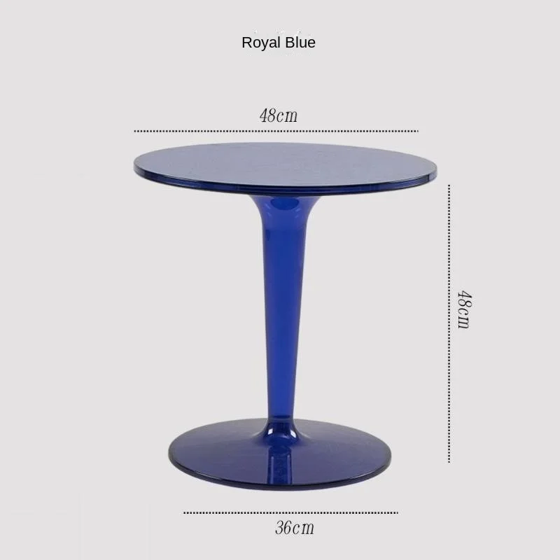 IHOME Nordic Minimalist Transparent Small Coffee Table Round Acrylic Small Edge Table Movable Plastic Coffee Small Round Table