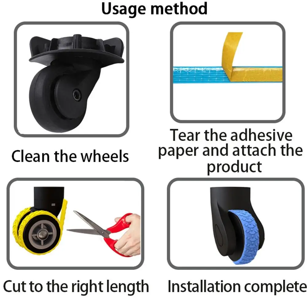 4Pcs Silicone Luggage Wheels Protector Cover Anti-slip Reduce Noise Luggage Caster Shoes Can Be Cropped Shock Absorption