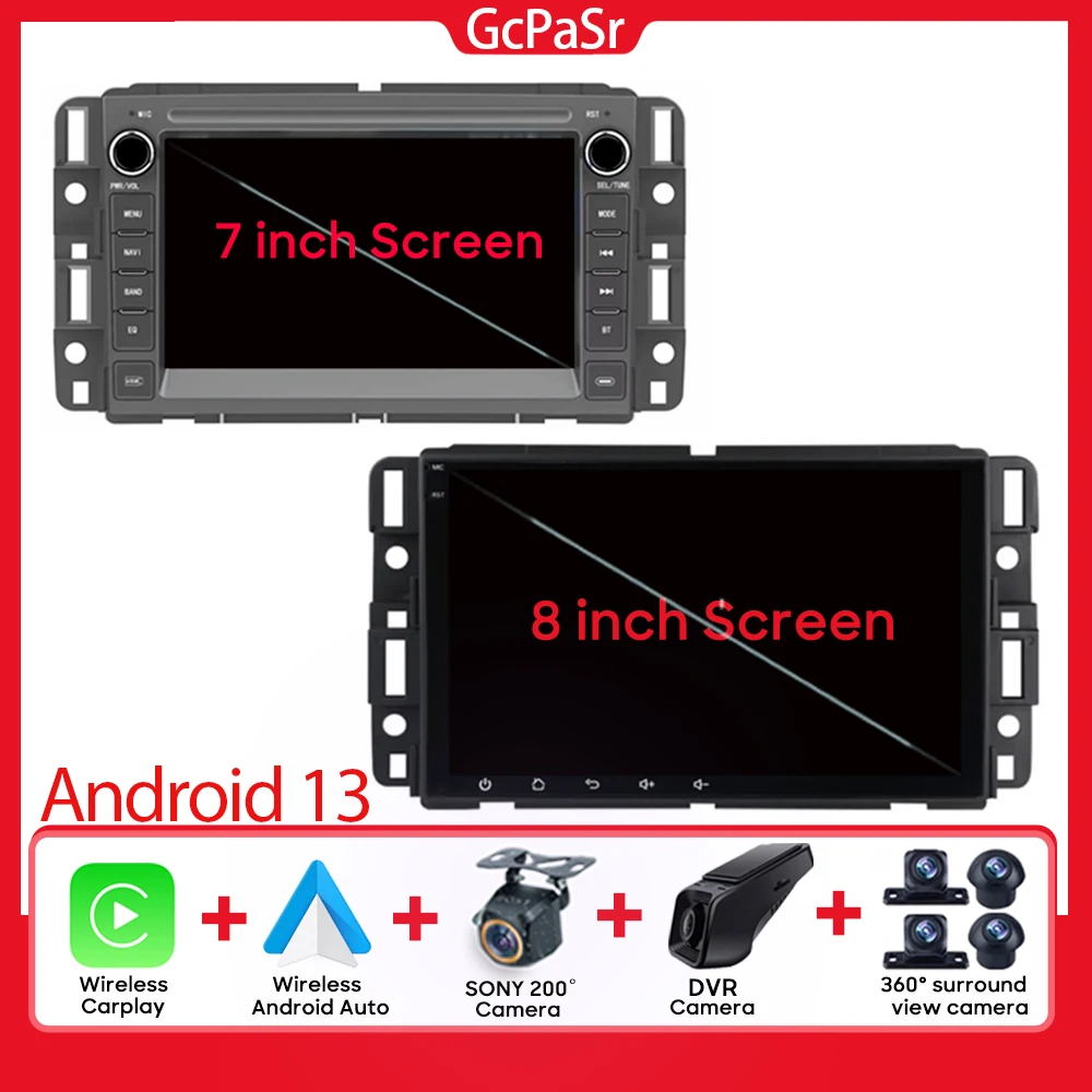 

7 Inch For Chevrolet Silverado Impala GMC Yukon Acadia Sierra 8 Core GPS Navigation Android 13 Car Radio Player DSP No 2din DVD