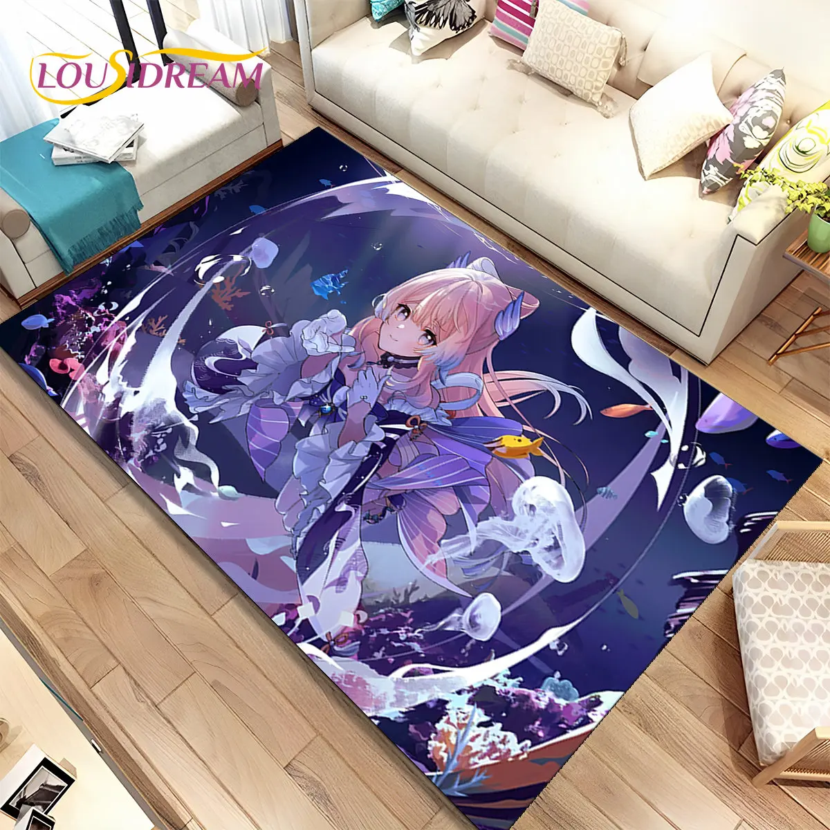 Genshin Impact Cartoon Game Area Rug,Carpet Rug for Home Living Room Bedroom Sofa Doormat Kitchen Decor,kids Non-slip Floor Mat