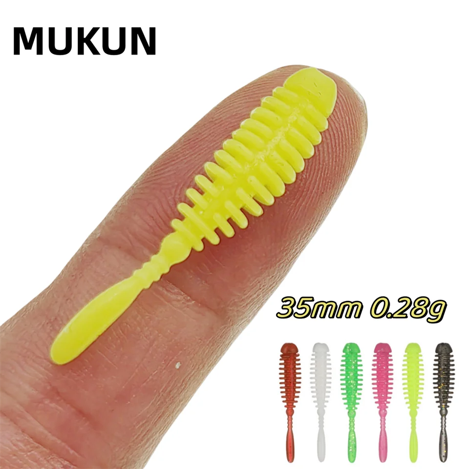 MUKUN 10 sztuk TPE AJING miękka przynęta Rockfish przynęty wędkarskie 0.28g/35mm MINI sztuczna przynęta Swimbaits Jig Lure Wobber Worm Tackle