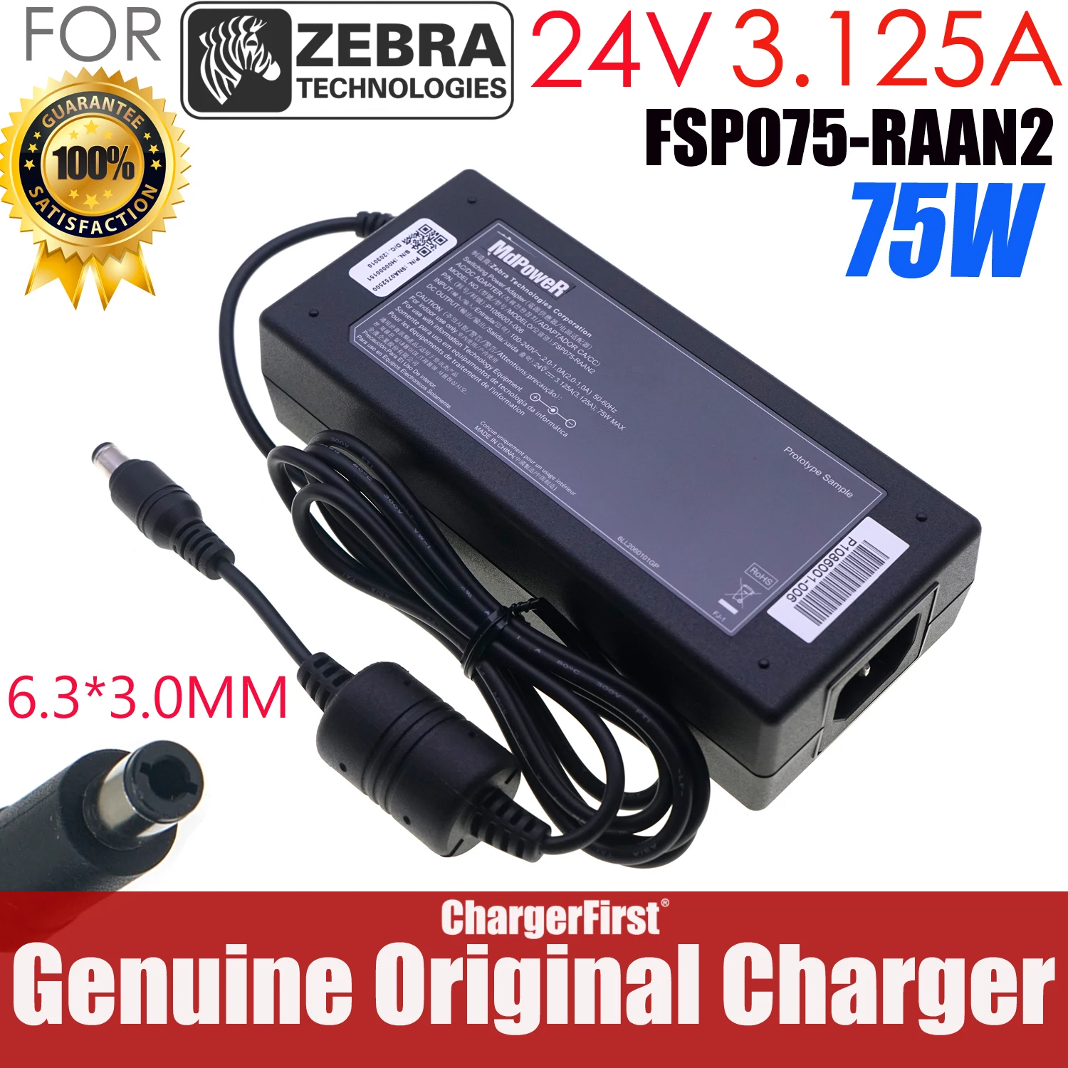 Orginal FSP075-RAAN2 24V 3.125A 75W P1086001-006 Switching Power Adapter Charger For Zebra GK888E GK420E ZD410D ZD420C Printer