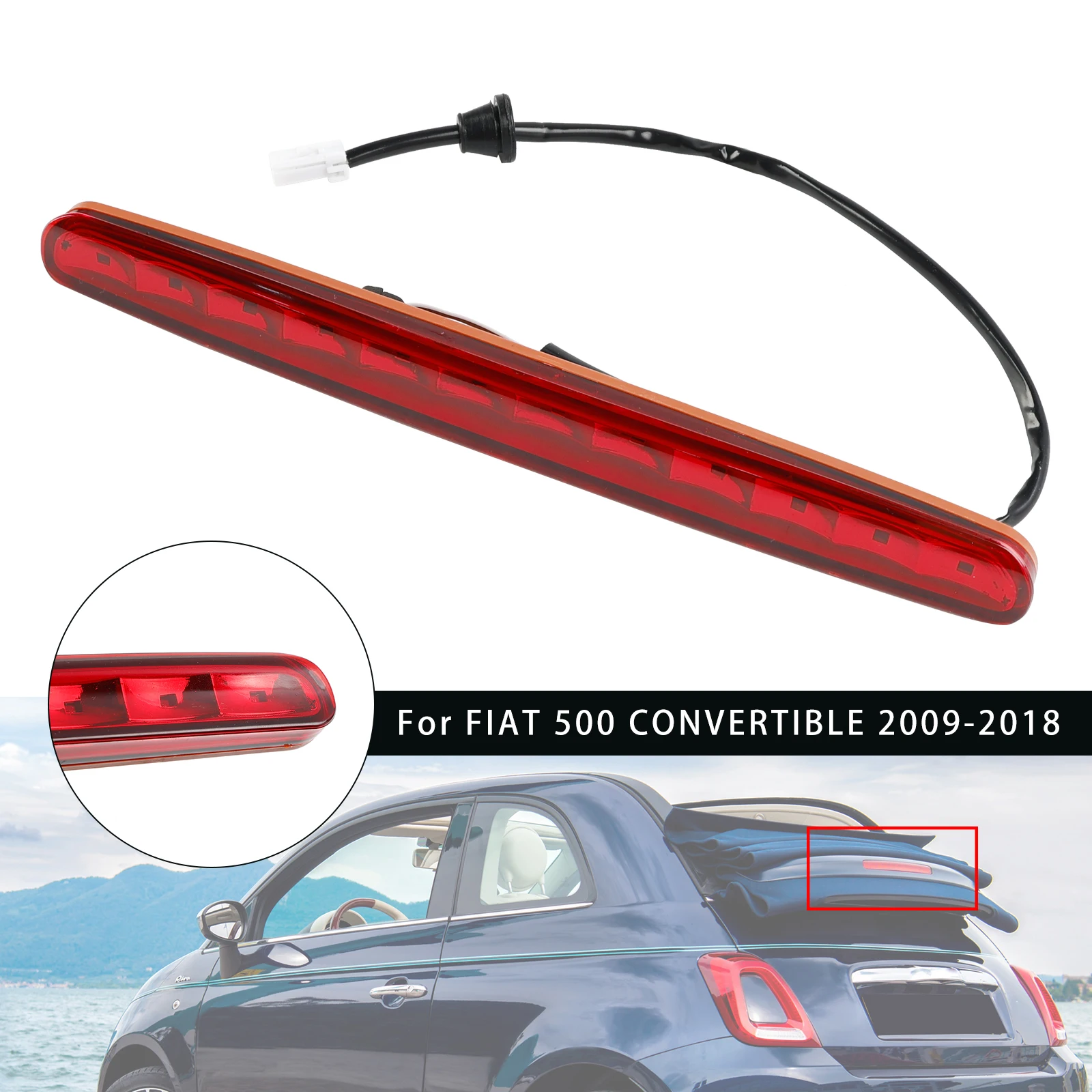 

Задний стоп-сигнал Topteng с высоким креплением для FIAT 500 CONVERTIBLE 2009-2018