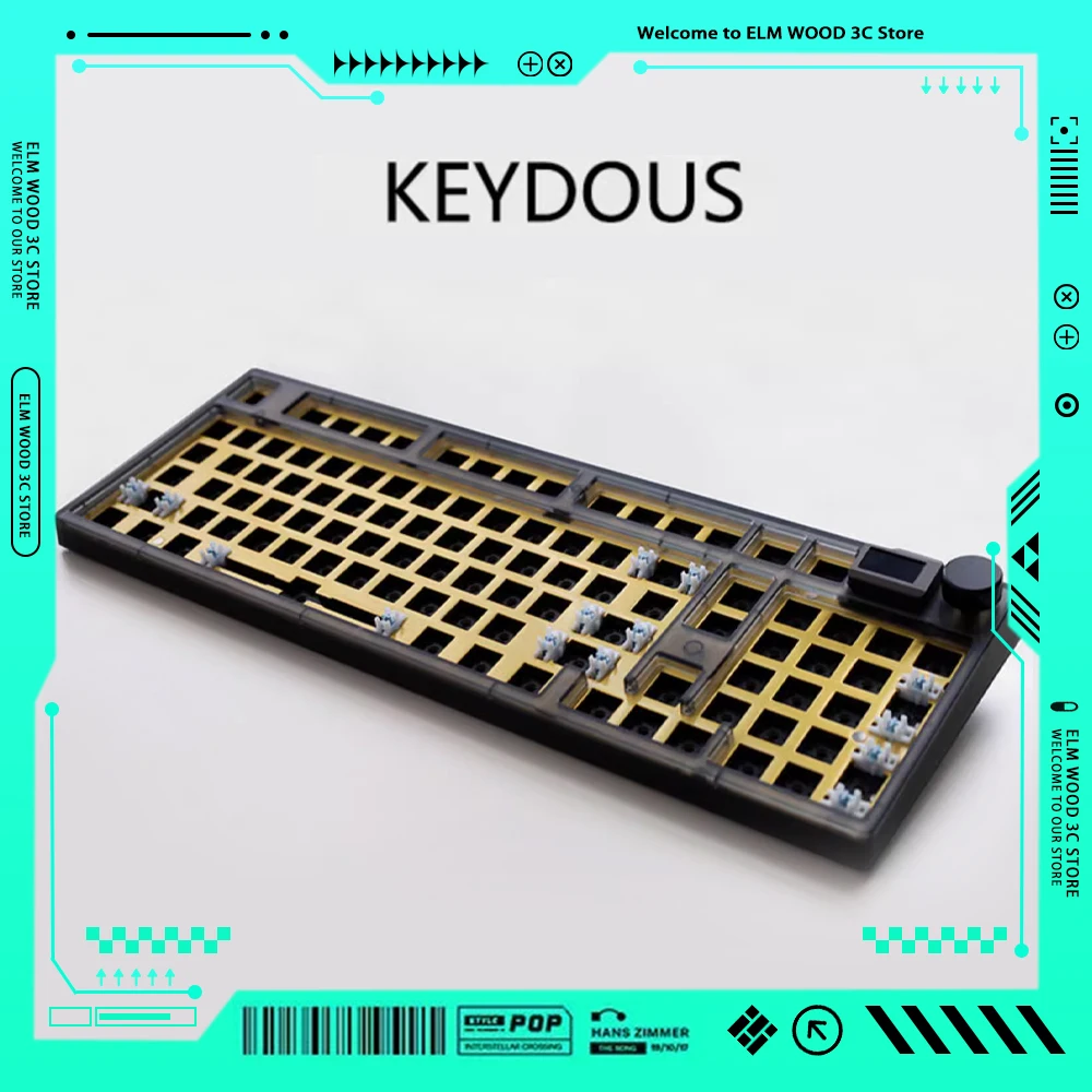Механическая клавиатура Keydous NJ98, многофункциональная клавиатура с ручками, комплект из 98 клавиш, пользовательский экран, Алюминиевая клавиатура с горячей заменой, три режима, игровая клавиатура Mac