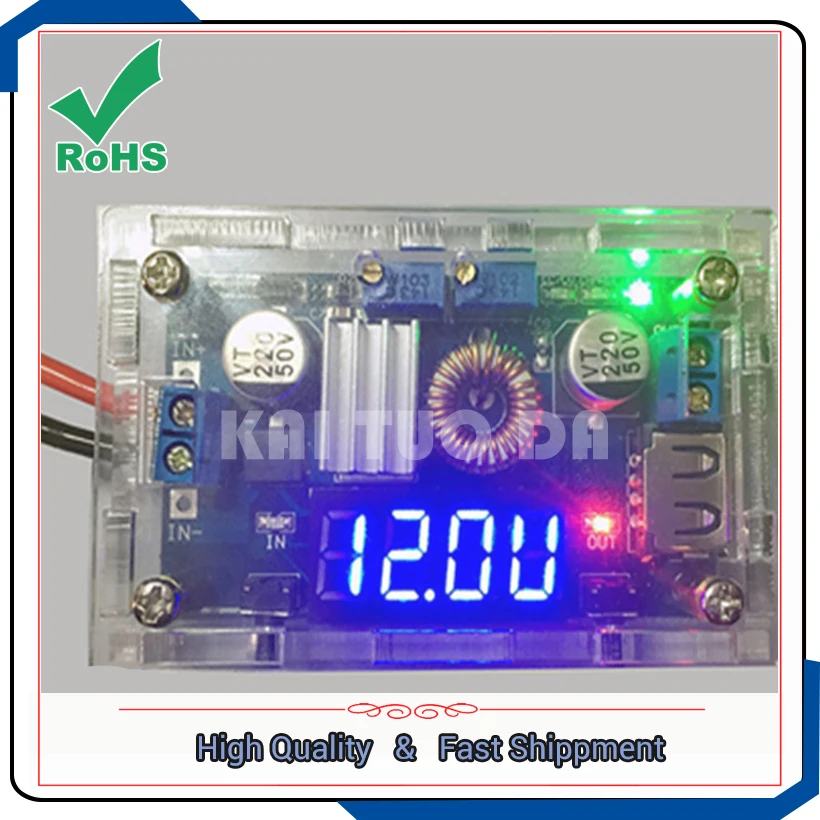 ハウジング付き 5A 定電圧定電流降圧降圧モジュール、電圧電流電力表示 LED ドライバーモジュール