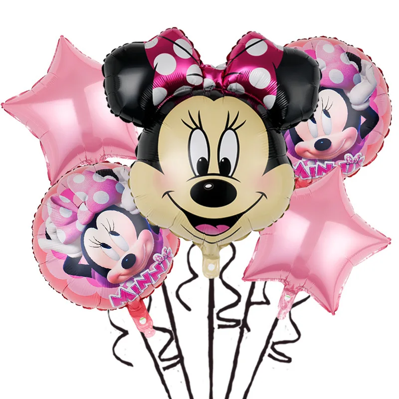 ديزني-ميني ميكي ماوس بالون الرأس ، بالونات الهيليوم ، استحمام الطفل ، زينة حفلة عيد ميلاد ، 24 "، 5 قطعة