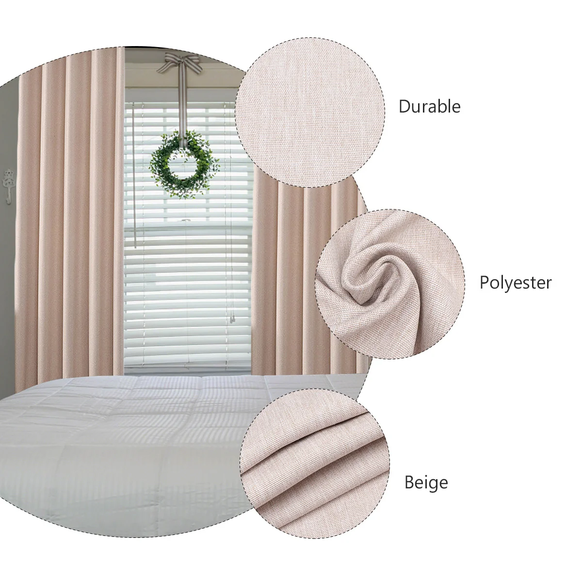 

Purple Polyester Window Curtain Flannel Texture Blackout Light Blocking Door Curtain Bedroom Living Room Divider Warm Winter