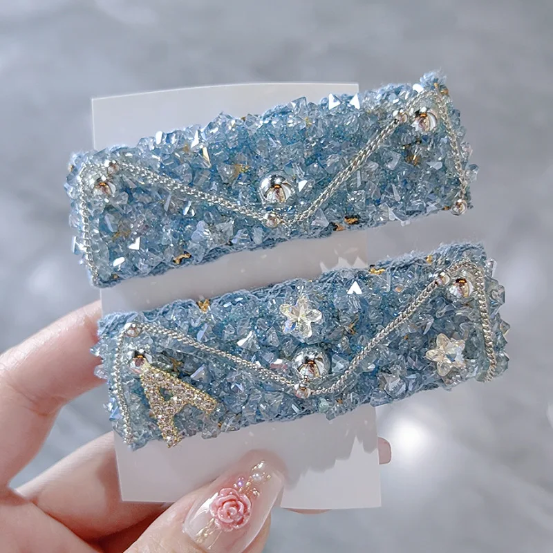 

Korean Shiny Rhinestone Barrette Hair Clip for Side Bangs & Back of Head BB Hairpins Fashion Hair Accessories for Women