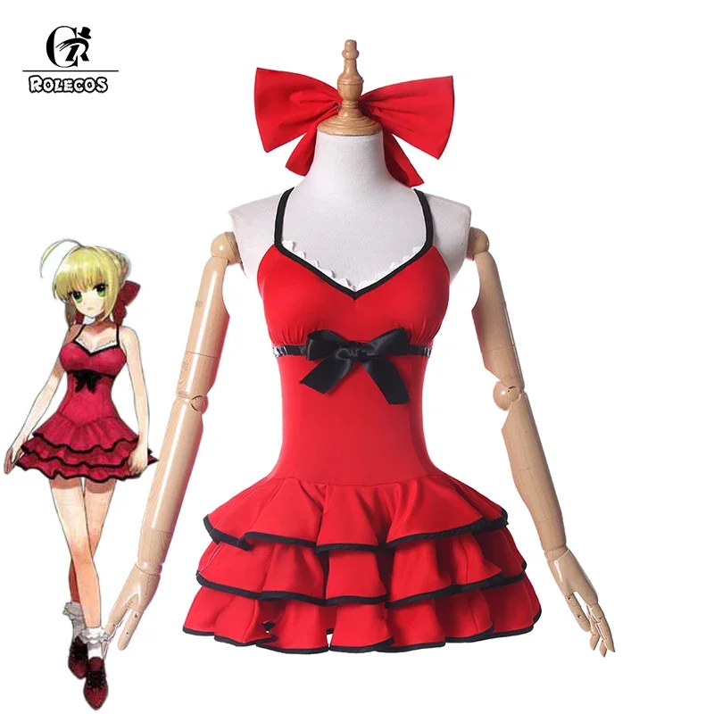 ROLECOS FGO Nero Claudius Caesar Augustus Cosplay Costume Fate/Extra Saber Cosplay Costume Red Swimsuit Cosplay