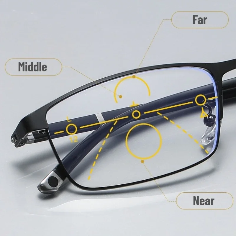 

NEW Dual-purpose Glasses Progressive Multifocal Photochromic Reading Glasses Near-far Anti-Blue Light Fashion Business Eyewear