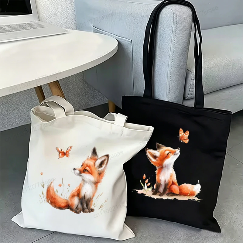 Funny Fox-anime Graphics Women Handbags Harajuku Animal Anime Shoulder Bag Fashion Cartoon Tote Shopping Bag Side Bag for Ladies