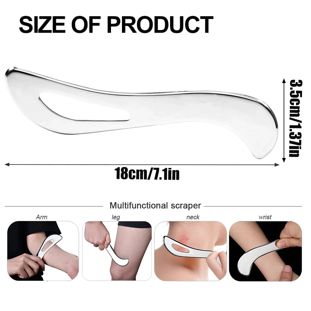 Gua Sha Massage Muscle Scraper Tools, Aço inoxidável, Ferramentas de tecido facial IASTM, Raspador Fascia, Soft Tissue Massage Tool for Body