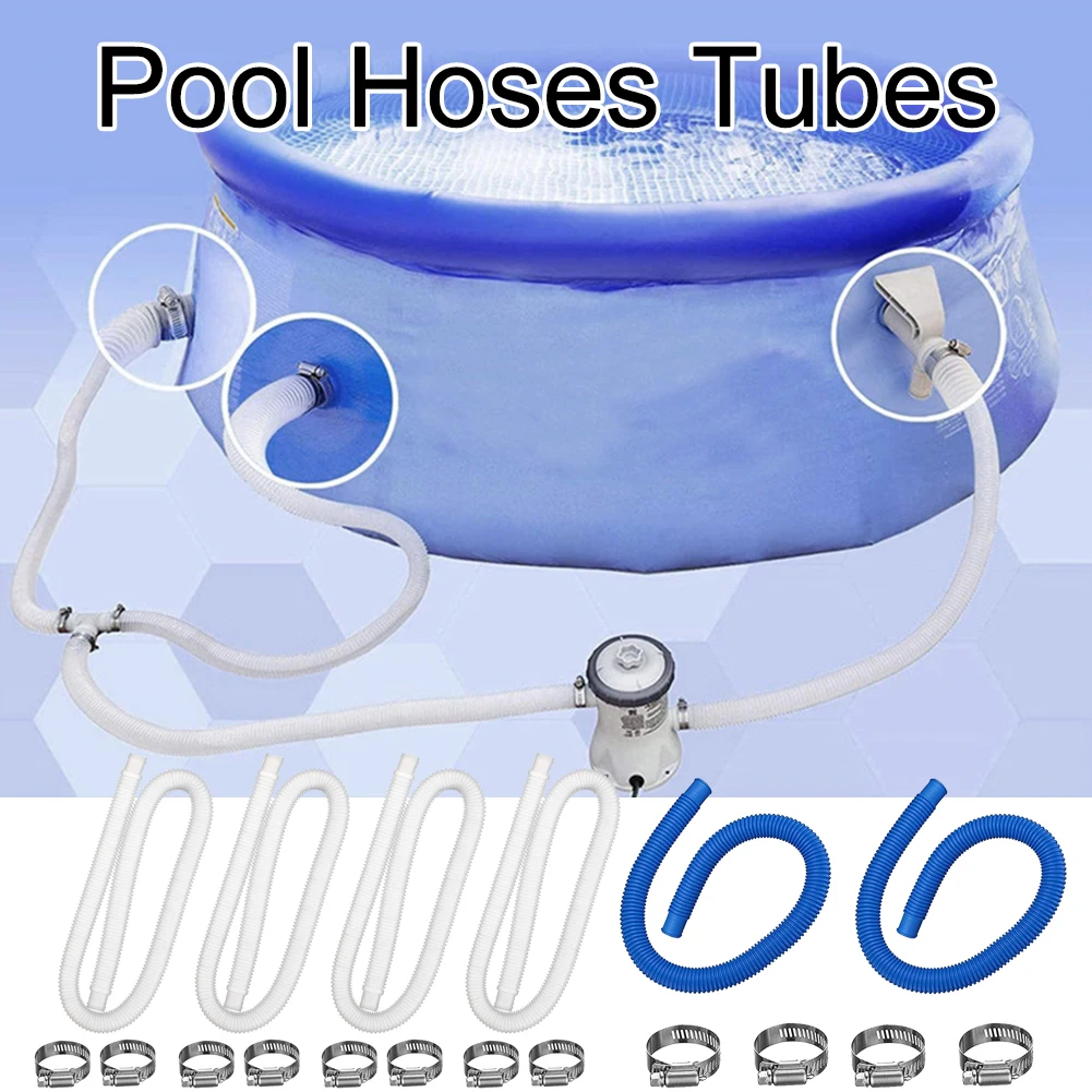 

1-4pcs Swimming Pool Replacement Hoses Flexible Replacement Pool Tubes with Hose Clamps Accessories for Above Ground Pool Pumps