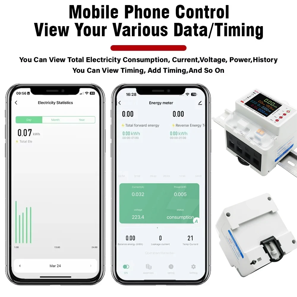 Trifásico tuya wifi inteligente bidirecional energia kwh medidor vazamento sobre sob tensão protetor relé interruptor limite de corrente
