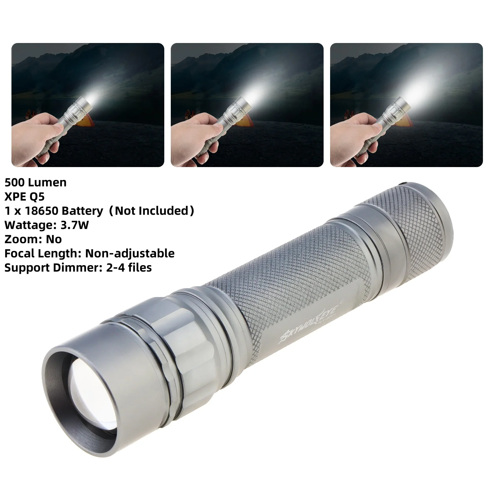 SKYWOLFEYE 500 Lümen 3 Mod XPE Q5 LED 18650/14500 Pil Su Geçirmez El Feneri Odak Lambası Yürüyüş / Gece Balıkçılığı / Kamp için