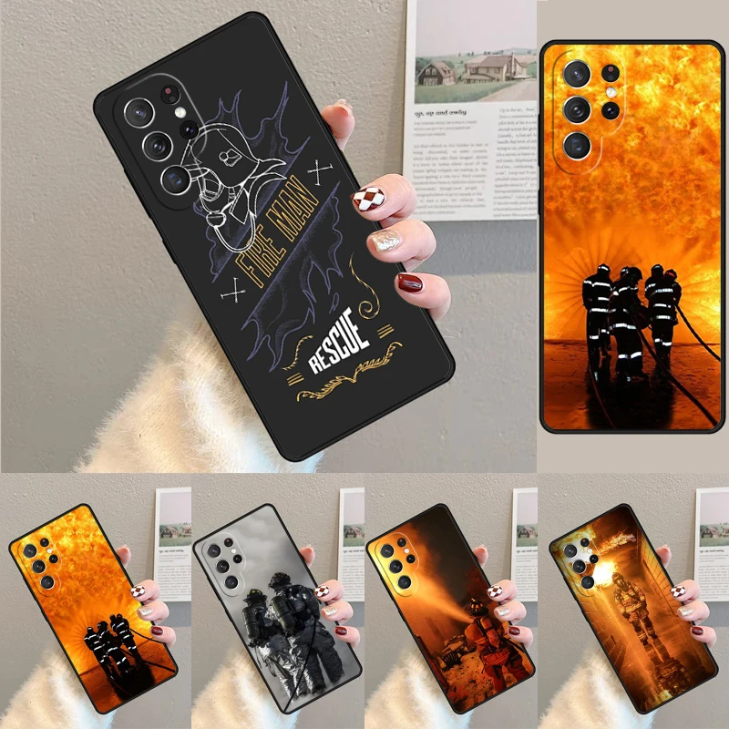 

Чехол для Samsung Galaxy S24 S25 Ultra S21 S22 Note 10 20 lite Plus FE S23 Firefighter Fireman Flames Fire Чехол для телефона Coque