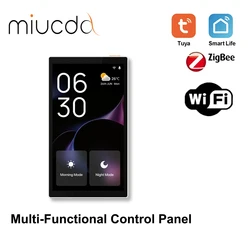 MIUCDA Tuya Zigbee Smart Home Touch Screen Control Center Panel, with Two Light Switches, Built-in Zigbee Gateway Hub/Alexa