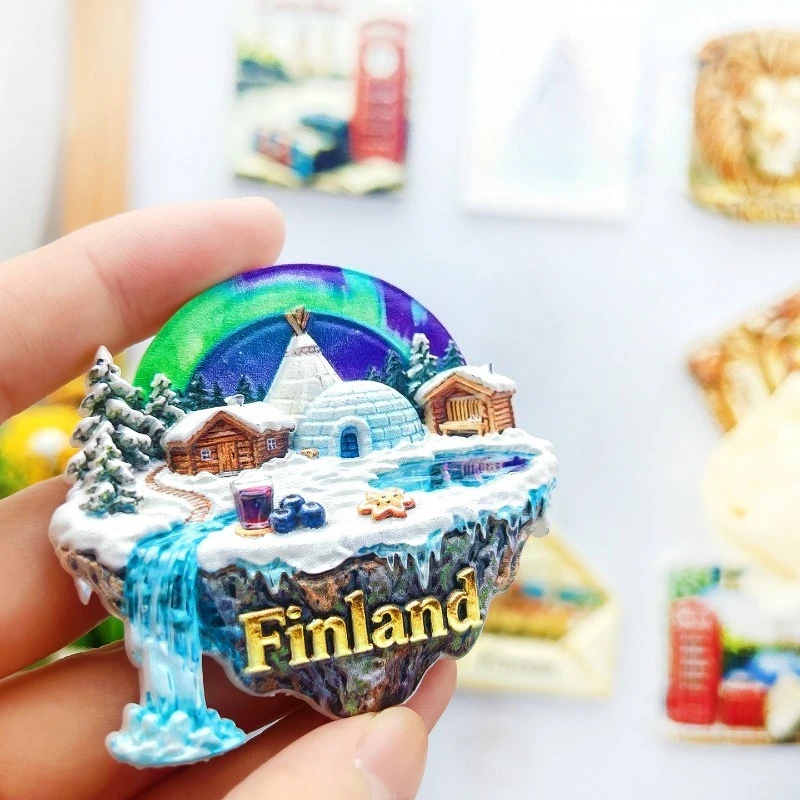 Finnish Aurora Fridge Magnet - Stunning 3D Northern Lights Scene Unique Arctic Travel Souvenir & Magical Home Decor Gift