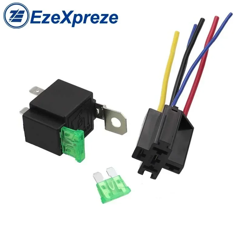 

Set of 6 12V/24V 4-pin/5-pin 30A waterproof automotive relays with sockets and fuses, universal.