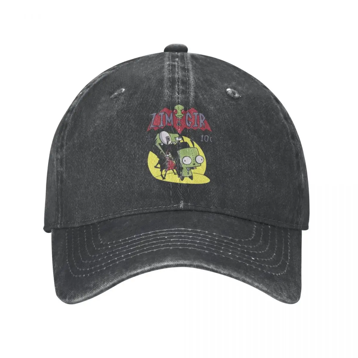 Vintage Invader Zim And Gir Trucker Hat for Men Women Distressed Denim Washed Sun Cap Kawaii Cute Outdoor Running Golf Caps Hat