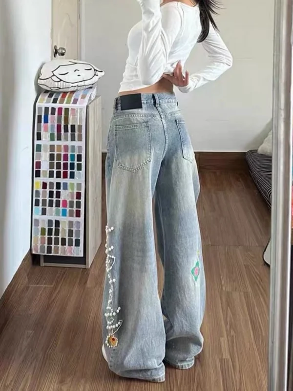 レトロハイウエストワイドレッグデニムパンツ レディース 夏新 - Embroidery Ai のレビューと価格