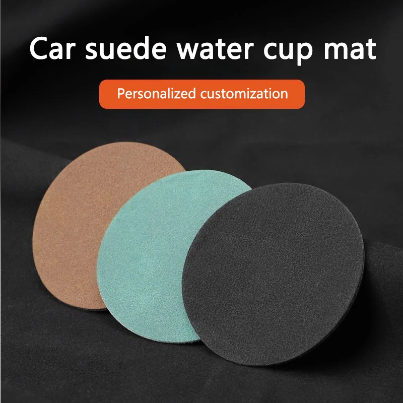 2pcs Suede Leather Car Coaster Mat Water Cup Slots Non-Slip Pads For Genesis Coupe EQ900 G70 G80 GV60 GV70 GV80 GV90 Accessories