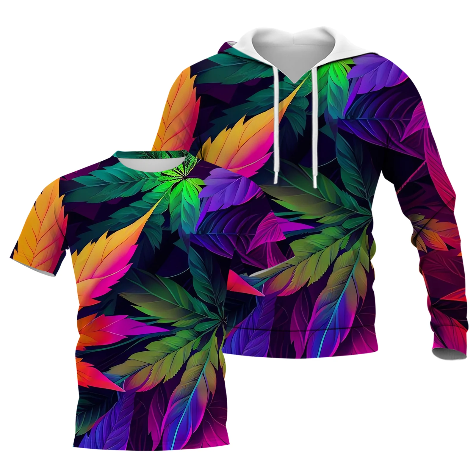 HX Fashion Mens Clothing Sets Leaves Weeds 3D Printed Vest T-shirts Shorts Sweatshirts Hoodies Pants Women Clothing Dropshipping