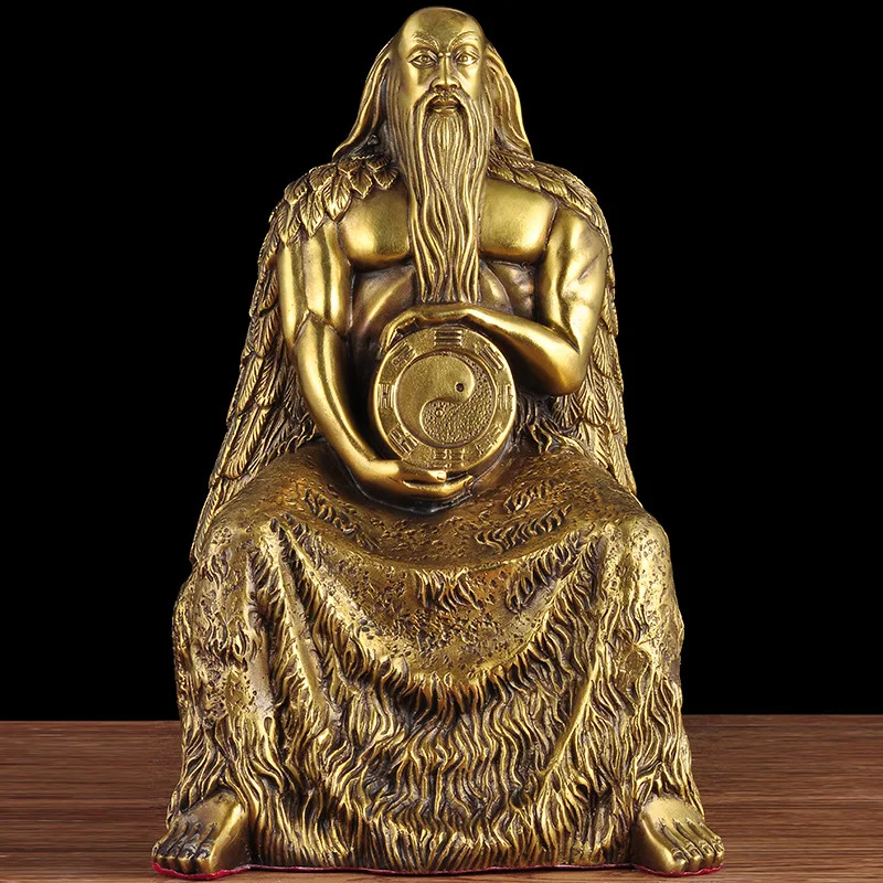 นั่งของ Fuxi ราชาแห่งทองเหลือง บรรพบุรุษ มนุษยชาติ งานฝีมือตกแต่งบ้าน รูปปั้นทองแดง