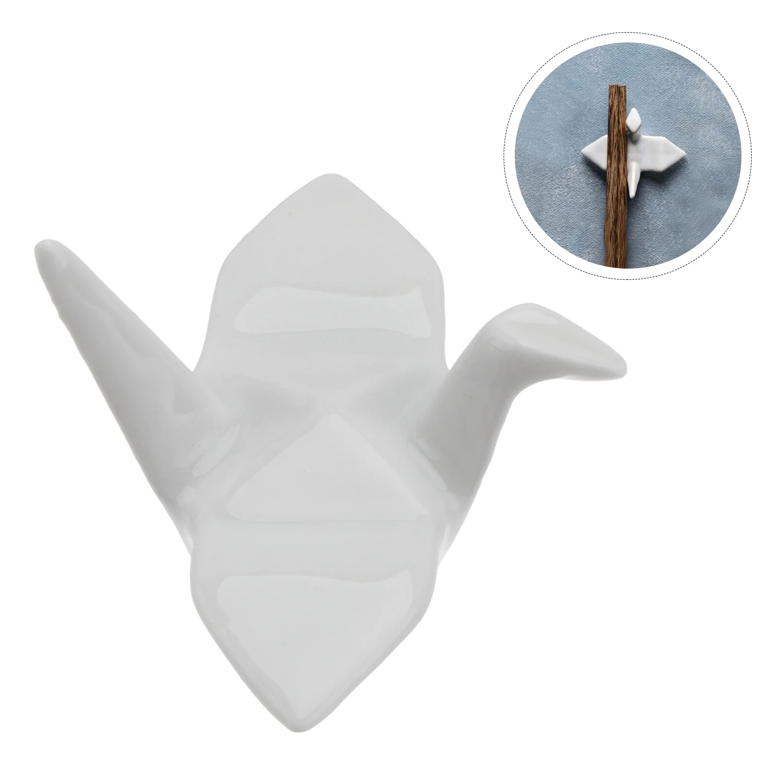 

1Pcs Chopsticks Holder Japanese Style Handmade Ceramic Crane Design Smooth Surface Elegant Dining Table Decor for Spoon Fork