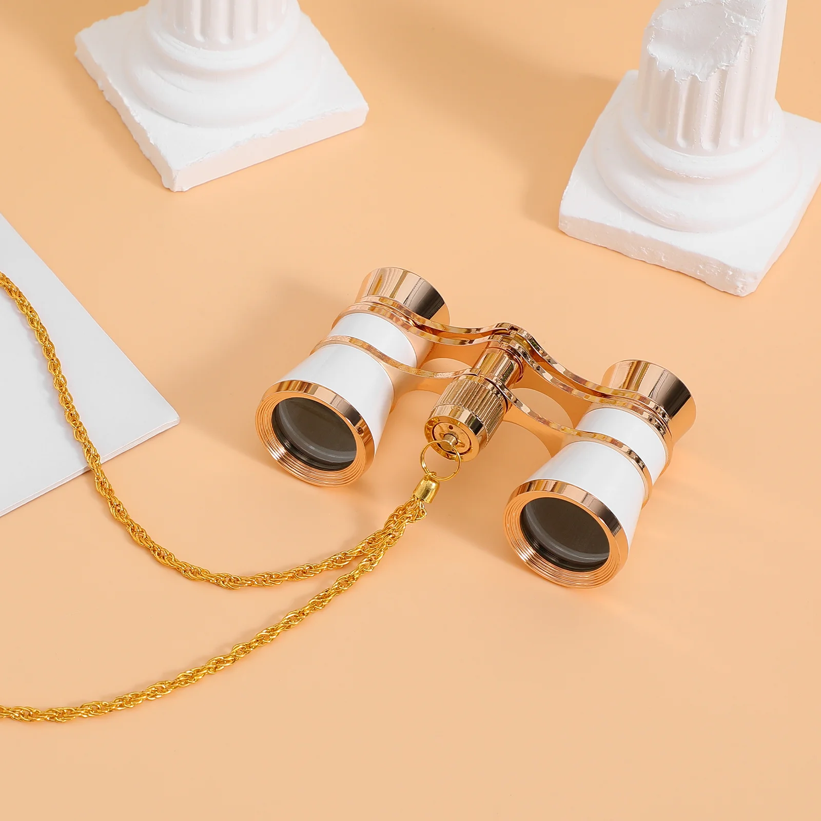 

1Set Opera Vintage Style Compact Mini Theater Glasses Portable Necklace Chain Protective Pouch