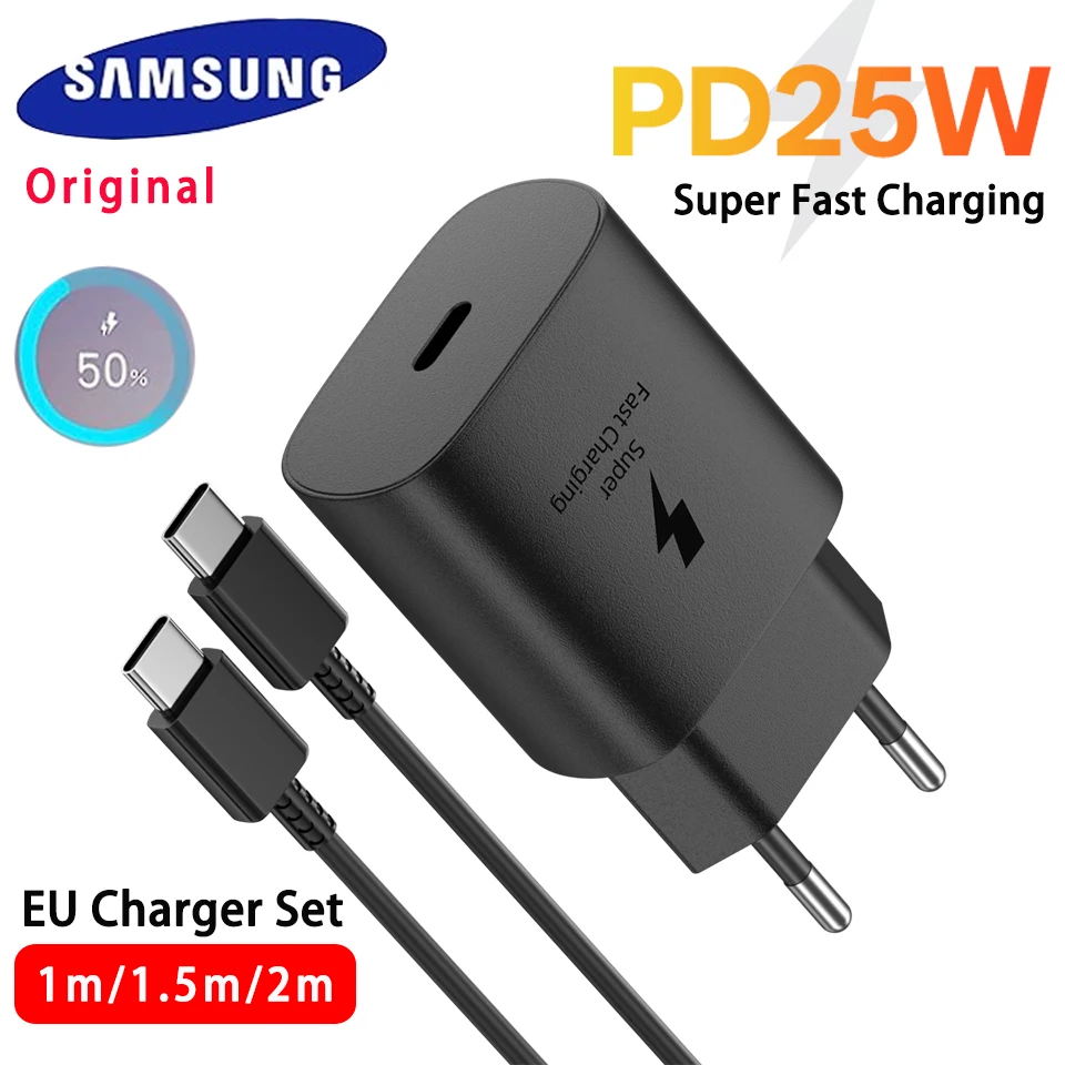 

Оригинальное зарядное устройство 25W для Samsung Galaxy S25 S24 S23 S22 Z Flip Fold 7 6 A17 A16 A26 A36 A56 A55, адаптер USB-C, супербыстрая зарядка PD
