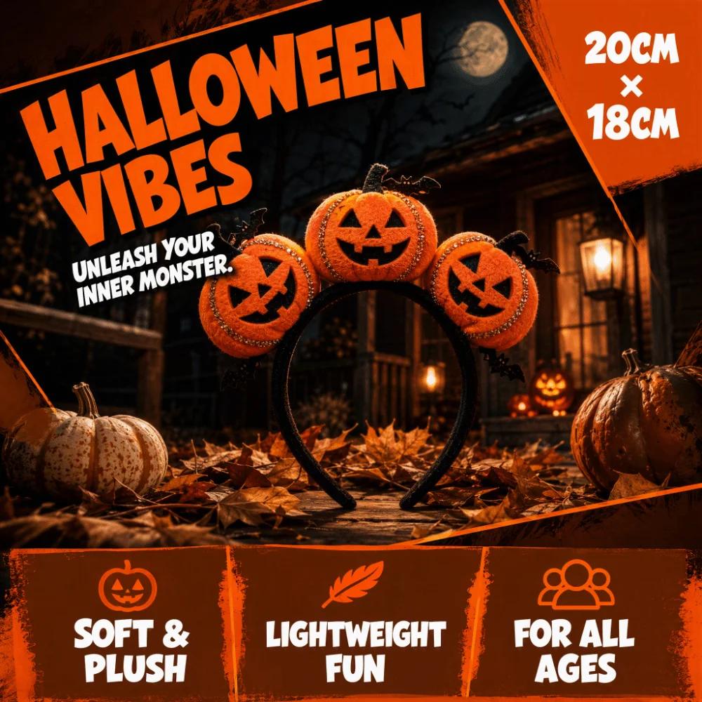Spooky Pumpkin Halloween headband Cosplay Props Pumpkin Bat Headband Hair Accessories Dress Up Hair Hoop Ghost Festival