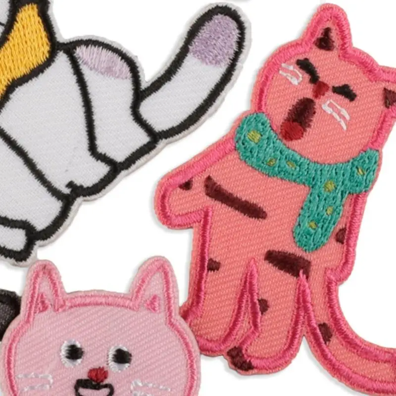 8pcsパッチに縫う素敵な猫布のための布のアップリケの修理