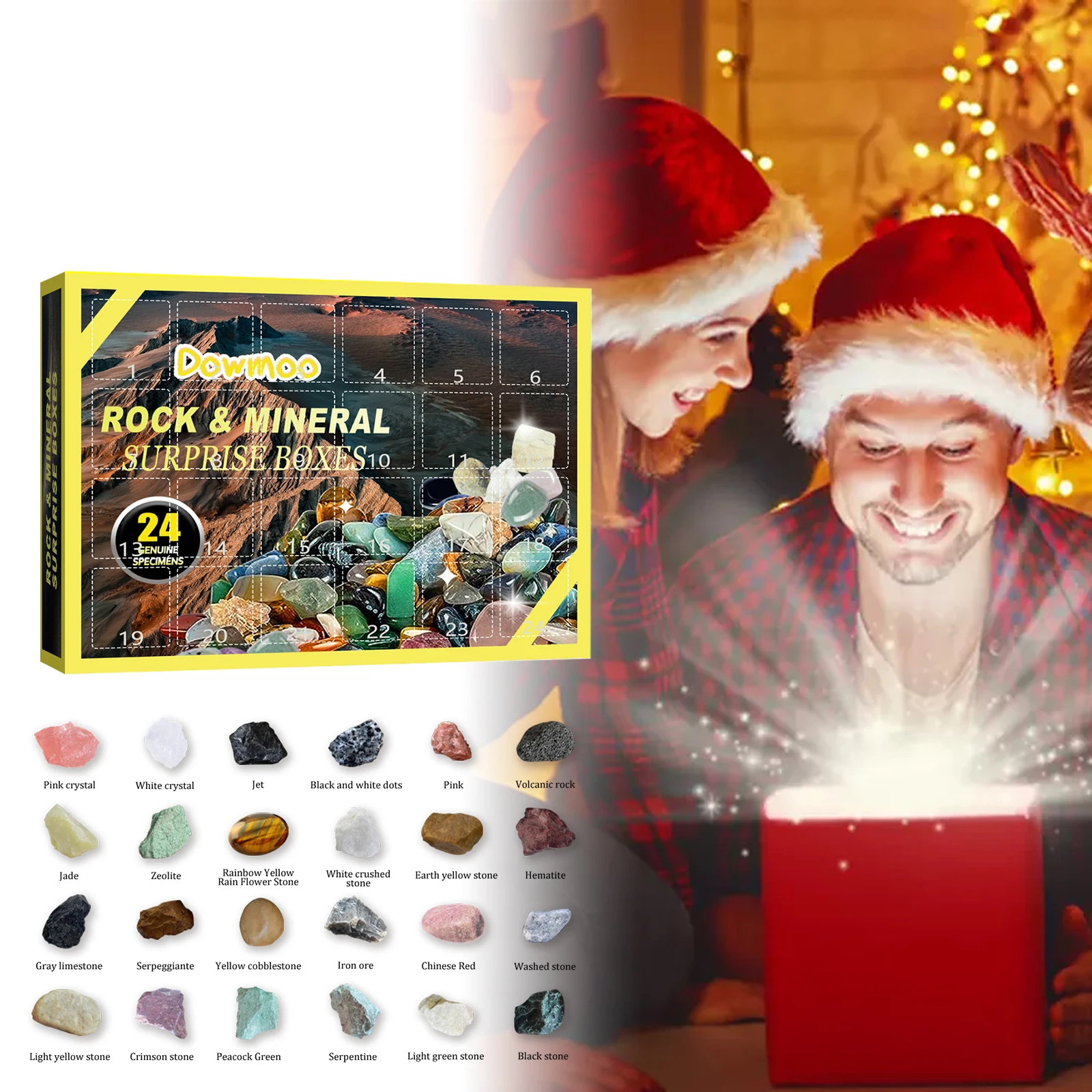 Dowmoo Erz Blindbox Weihnachtsspielzeug Geschenkbox 24-Tage Schatz Erz Blind Box Spielzeug