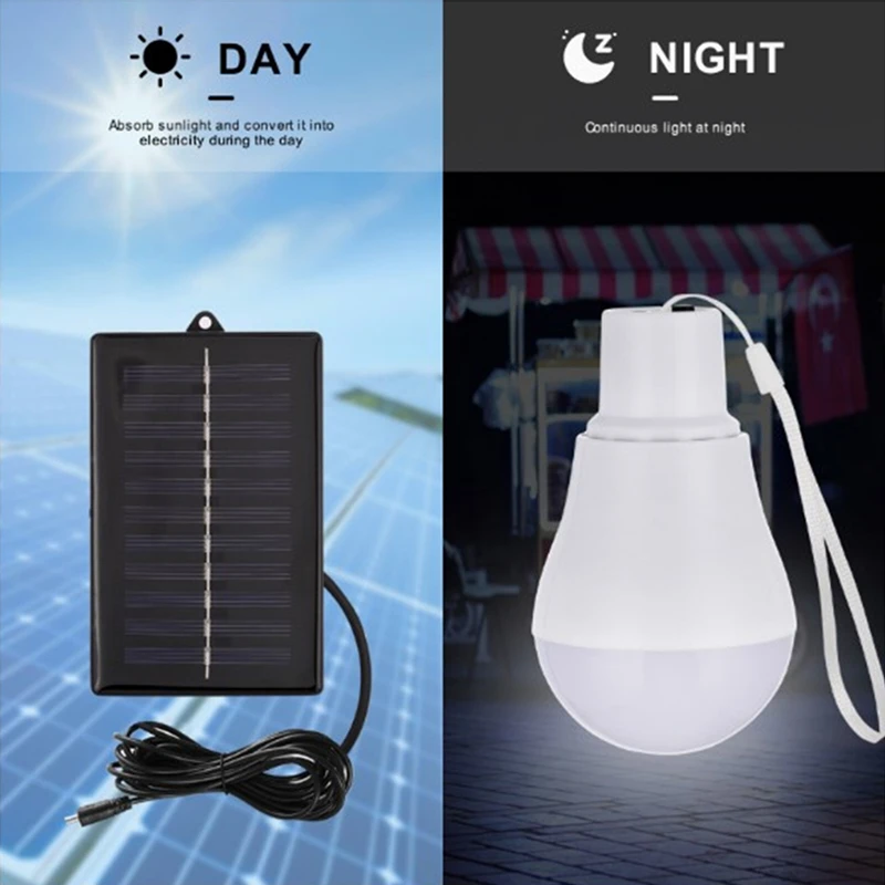 Outdoor Camping Led Lights Bulb with Solar Panel Powered High Brightness Portable Lighting Solar Tent Lamp For Outdoor Indoor