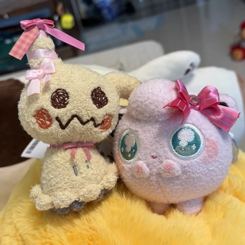 Authentic Pokemon Plush Keychain Cute Cartoon Jigglypuff Teddiursa Mimikyu Espurr Soft Stuffed Bag Pendant Collectors Xmas Gift