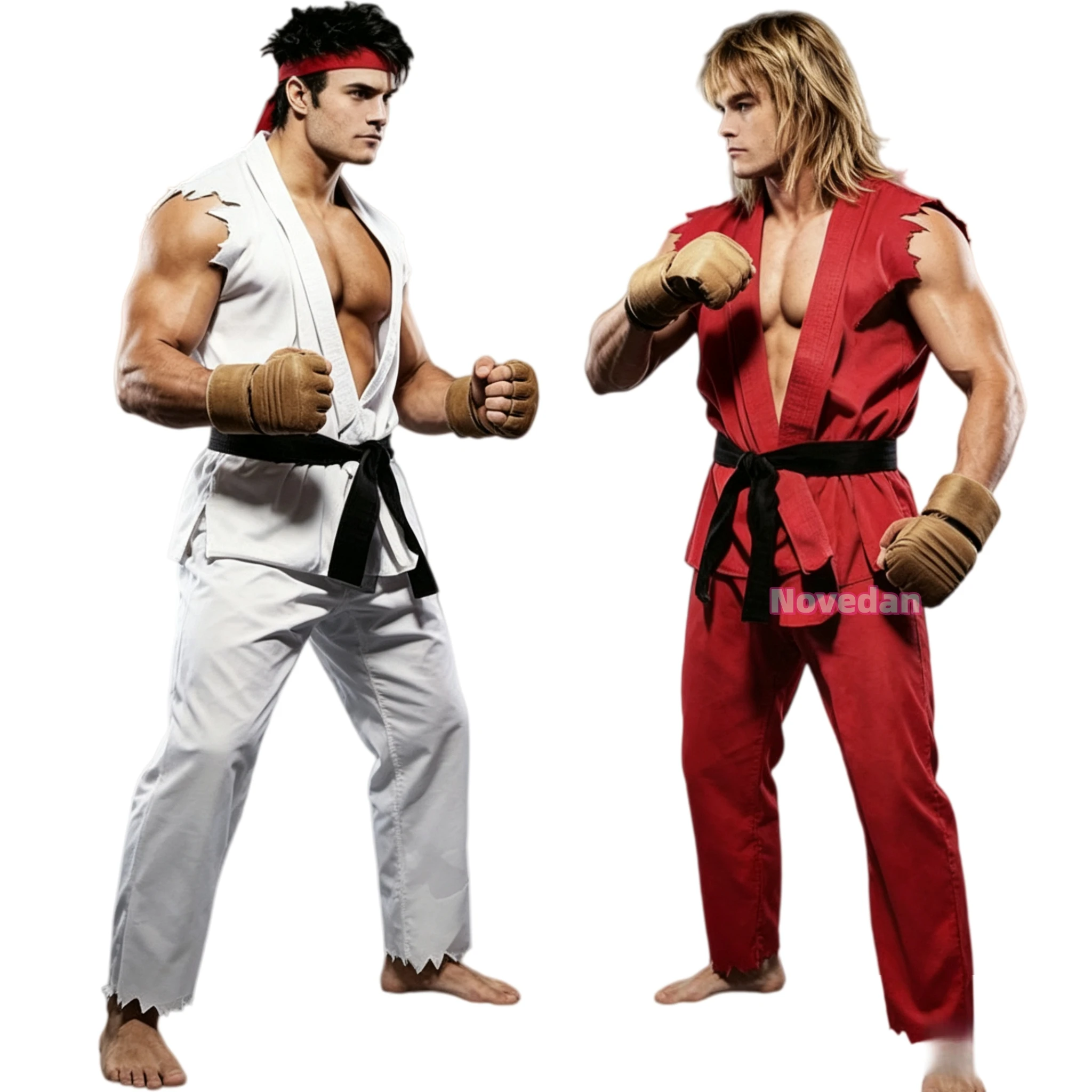 Disfraz de Cosplay de Anime Street Fighter Ken Masters Hoshi Ryu para Hombre Adulto, Ropa de Fiesta, Uniforme de Karate, Traje de Carnaval y Halloween