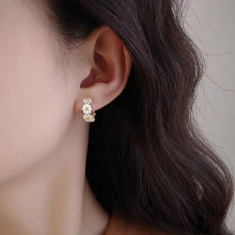 Mode Silber Farbe Daisy Ohrringe Pflanze Temperament Ohrringe Für Frauen Geburtstag Hochzeit Schmuck Geschenk – Detail 7