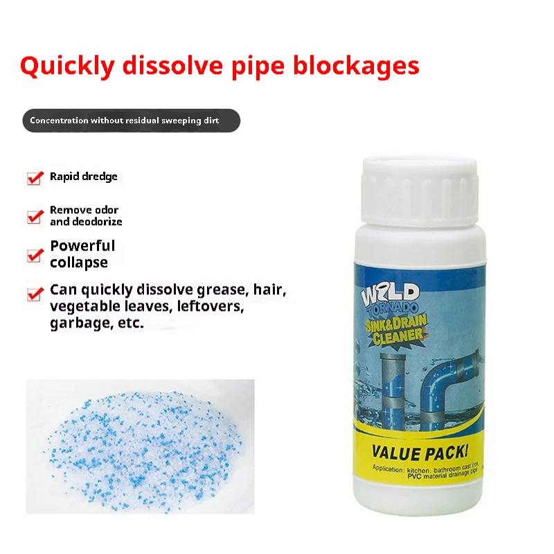 Powerful Dredge Clog Remover Drain Pipe Basin Cleaner Toilet Kitchen Pipe Deodorization Dredging Agent Sink Pipe Dredge Powder.