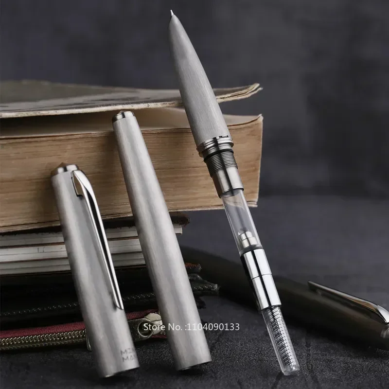 

Hot Hot Majohn Ti200 Titanium Alloy Metal Fountain Pen Fine Size / 14K Gold 0.5mm With Converter Office Business Writing Ink Smo