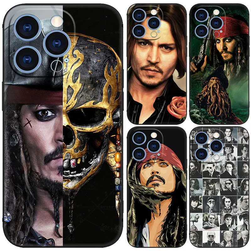 Pirates of the Caribbean Johnny Depp Black Phone Case For Apple iPhone 15 14 13 12 Mini 11 Pro MAX XR X XS 7 8 Plus SE 2020 2022