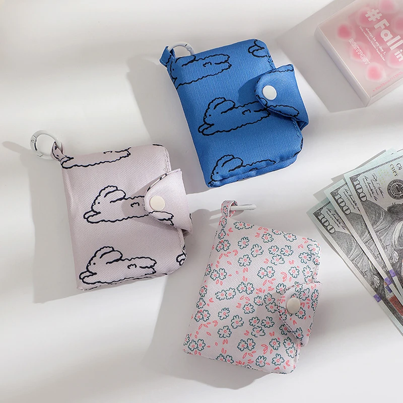 Monedero lindo para estudiantes para mujeres y niñas, billetera Floral Simple, Mini tarjetero de dibujos animados, bolsa de almacenamiento pequeña portátil, regalos